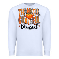 White Thankful Grateful Blessed Premium Sweatshirt - MaliasSmallBusiness