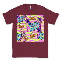 Burgundy hello summer and beer seamless pattern Classic Tee - BundleAndBundleShop