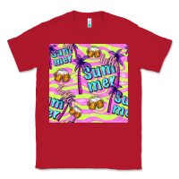 Red hello summer and beer seamless pattern Classic Tee - BundleAndBundleShop