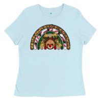 Baby Blue reindeer rainbow christmas Ladies Tee - AdoDesignShop