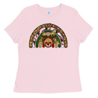 Bubblegum Pink reindeer rainbow christmas Ladies Tee - AdoDesignShop