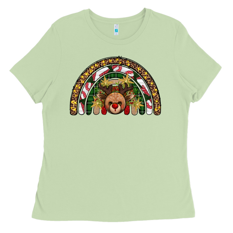 Reindeer Rainbow Christmas Ladies Tee by AdoDesignShop | Teevron