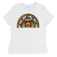 White reindeer rainbow christmas Ladies Tee - AdoDesignShop