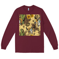 Burgundy aztec bull skull Long Sleeve Tee - BundleAndBundleShop