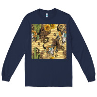 Navy aztec bull skull Long Sleeve Tee - BundleAndBundleShop