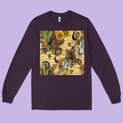 Aztec Bull Skull Long Sleeve Tee Designed By Bundleandbundleshop