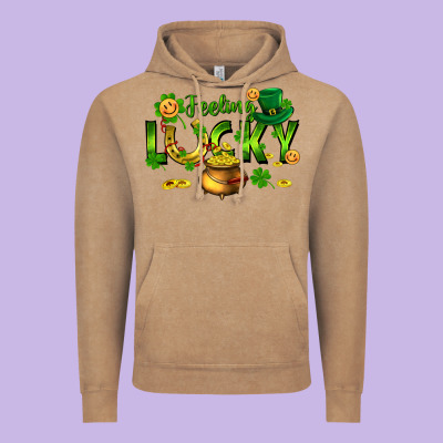Feeling Lucky Vintage Hoodie Designed By Fadigitalartstudio
