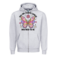 Heather Grey you are exactly where you need to be Zipper Hoodie - MaliasSmallBusiness