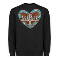 Black mama heart cowhide Heavyweight Sweatshirt - CowhideDigitalArt
