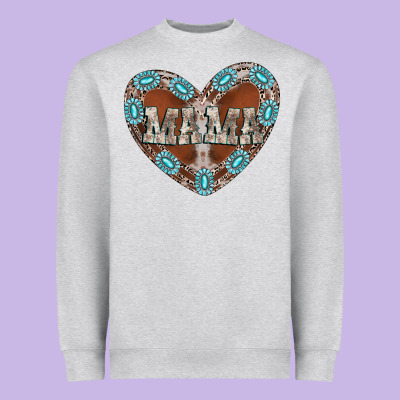 Mama Heart Cowhide Heavyweight Sweatshirt Designed By Cowhidedigitalart