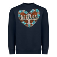 Navy mama heart cowhide Heavyweight Sweatshirt - CowhideDigitalArt