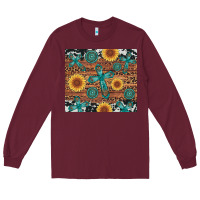 Burgundy cross gemstone and sunflower Long Sleeve Tee - Artiststas