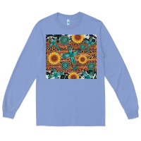 Colony Blue cross gemstone and sunflower Long Sleeve Tee - Artiststas