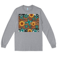 Heather Grey cross gemstone and sunflower Long Sleeve Tee - Artiststas