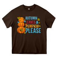 Chocolate Brown Autumn leaves and pumpkin please Heavy Core Tee - Artiststas