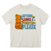 Cream Autumn leaves and pumpkin please Heavy Core Tee - Artiststas