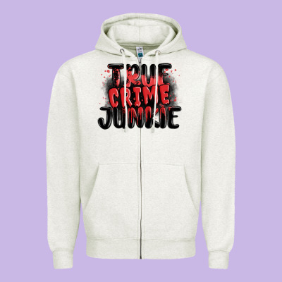 True Crime Junkie Zipper Hoodie Designed By Maliassmallbusiness
