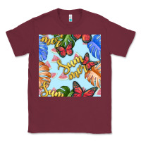 Burgundy summer and leaf seamless pattern Classic Tee - BundleAndBundleShop