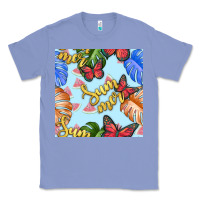 Colony Blue summer and leaf seamless pattern Classic Tee - BundleAndBundleShop