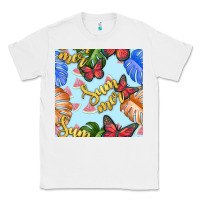 White summer and leaf seamless pattern Classic Tee - BundleAndBundleShop