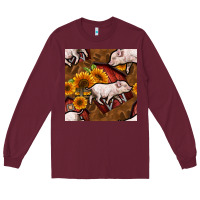 Burgundy pig and barn Long Sleeve Tee - BundleAndBundleShop