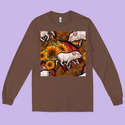 Pig And Barn Long Sleeve Tee Designed By Bundleandbundleshop