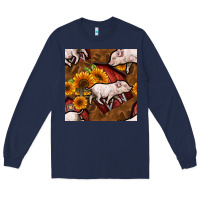 Navy pig and barn Long Sleeve Tee - BundleAndBundleShop