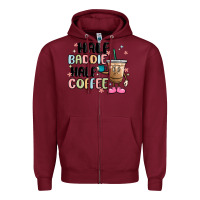 Burgundy half baddie half coffee Zipper Hoodie - MaliasSmallBusiness
