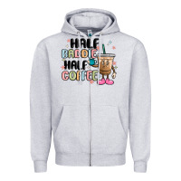 Heather Grey half baddie half coffee Zipper Hoodie - MaliasSmallBusiness