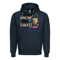 Navy half baddie half coffee Zipper Hoodie - MaliasSmallBusiness