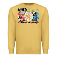 Antique Gold With God All Things Are Possible Premium Sweatshirt - MaliasSmallBusiness