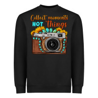 Collect Moments Not Things Sunflower Gemstone Vintage Camera Heavyweight Sweatshirt | Teevron