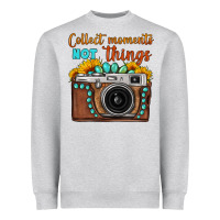 Heather Grey collect moments not things sunflower gemstone vintage camera Heavyweight Sweatshirt - FaDigitalArtStudio
