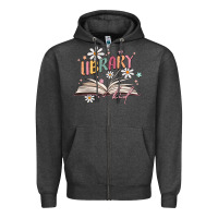 Charcoal Heather library kid Zipper Hoodie - MaliasSmallBusiness