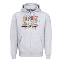 Heather Grey library kid Zipper Hoodie - MaliasSmallBusiness