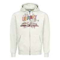 Oatmeal Heather library kid Zipper Hoodie - MaliasSmallBusiness