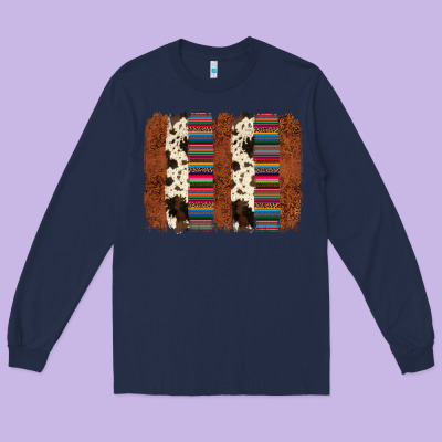 Serape Cowhide  Brushstroke Long Sleeve Tee Designed By Adodesignshop