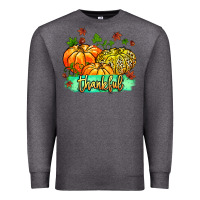 Charcoal Heather thankful pumpkins with glitter Premium Sweatshirt - MaliasSmallBusiness