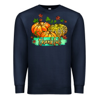 Navy thankful pumpkins with glitter Premium Sweatshirt - MaliasSmallBusiness
