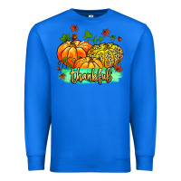 True Royal thankful pumpkins with glitter Premium Sweatshirt - MaliasSmallBusiness