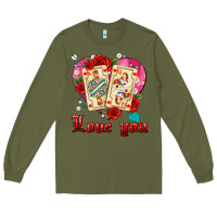 Army Green love you playing cards roses and pearls Long Sleeve Tee - AdoDesignShop