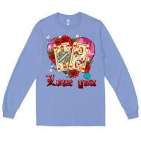 Colony Blue love you playing cards roses and pearls Long Sleeve Tee - AdoDesignShop