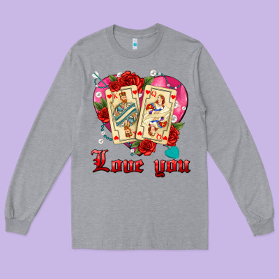 Love You Playing Cards Roses And Pearls Long Sleeve Tee Designed By Adodesignshop