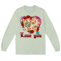 Matcha love you playing cards roses and pearls Long Sleeve Tee - AdoDesignShop