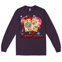 Plum love you playing cards roses and pearls Long Sleeve Tee - AdoDesignShop