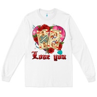 White love you playing cards roses and pearls Long Sleeve Tee - AdoDesignShop