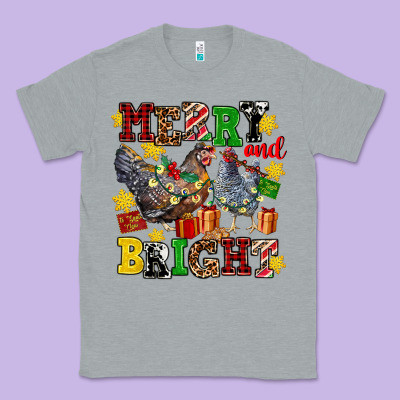 Chicken Merry And Bright Classic Tee Designed By Adodesignshop