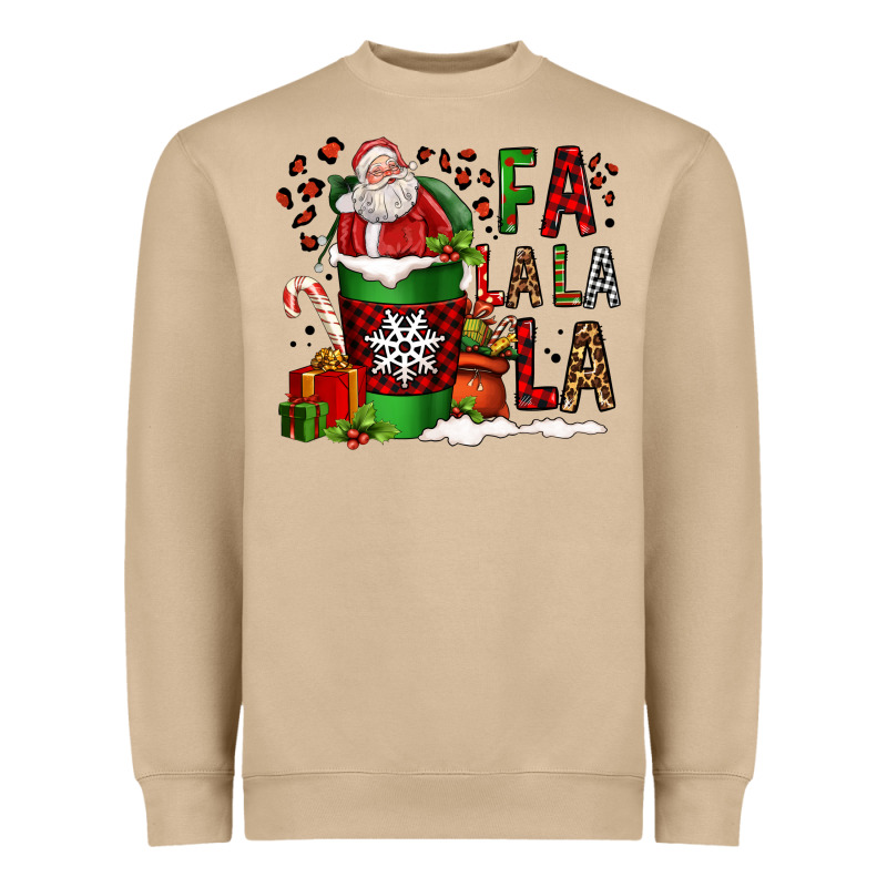 Fa La La La La Christmas Santa Claus Coffee Cup Heavyweight Sweatshirt by FaDigitalArtStudio | Teevron