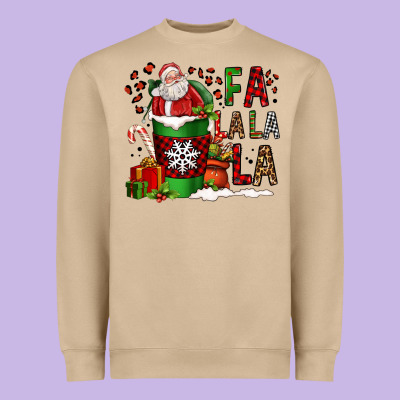 Fa La La La La Christmas Santa Claus Coffee Cup Heavyweight Sweatshirt Designed By Fadigitalartstudio