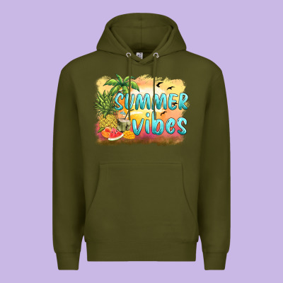 Summer Vibes Sunset And Fruits Premium Hoodie Designed By Barkaloodesign